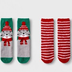 Cat & Jack Cozy Christmas Socks M Shoe Sizes 9-2½